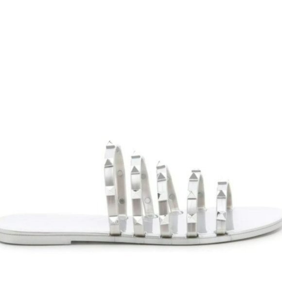 Nine West Charli Flat Jelly Slide Sandals Silver Gray -10 - Picture 4 of 8